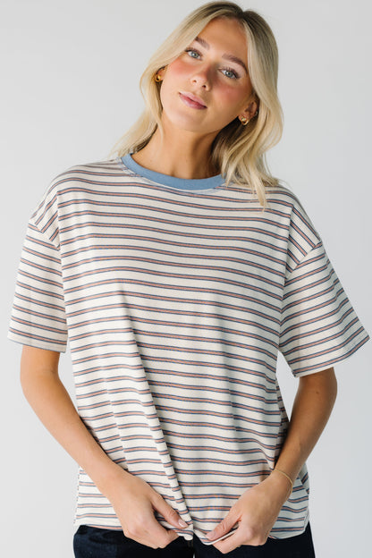 Oversize Stripe T-shirt  in cream