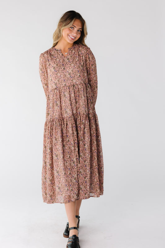 Brass & Roe Roxi Dress WOMEN'S DRESS brass & roe Burgundy Print XS 