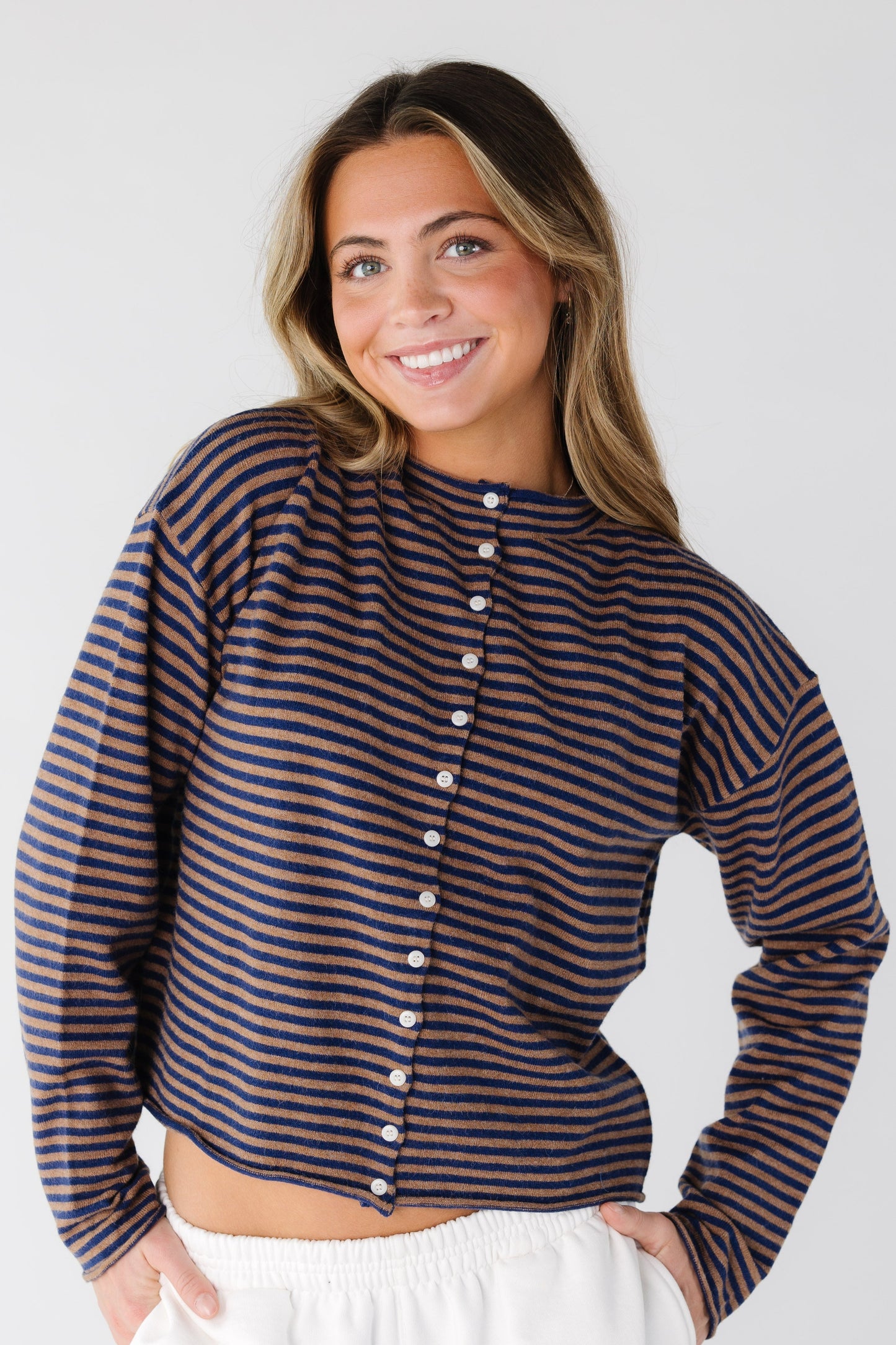 The Alyssa Cardigan WOMEN'S CARDIGAN Mod Ref Brown/Navy S 