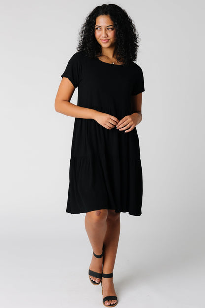 Brass and Roe modest short sleeve dress in black