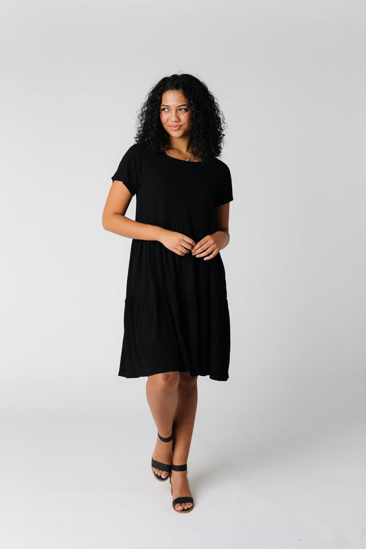 Brass and Roe modest short sleeve dress in black