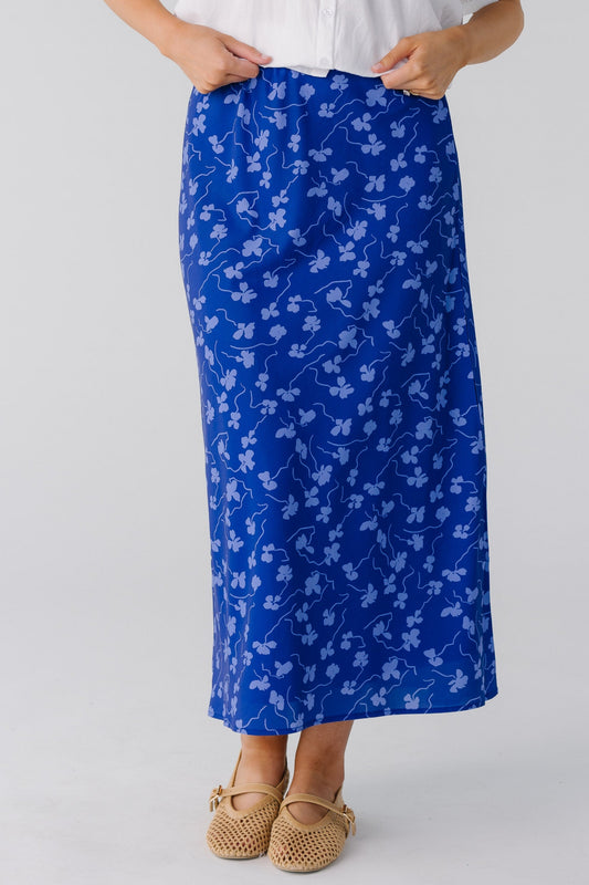 Brass & Roe The Jena Skirt in blue floral