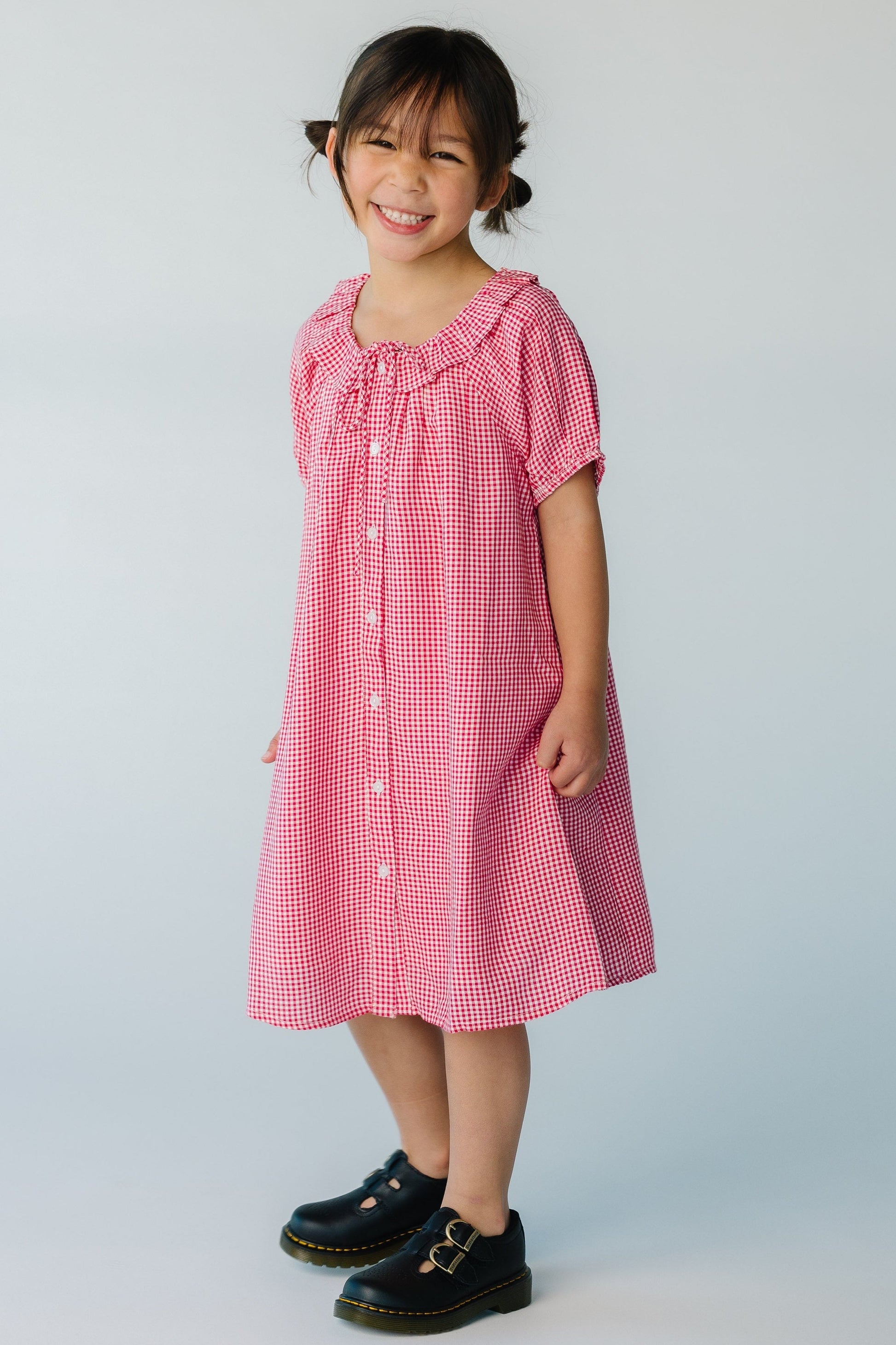 Citrus Girl's Bow Dress GIRL'S DRESS Citrus Red Gingham XXS 
