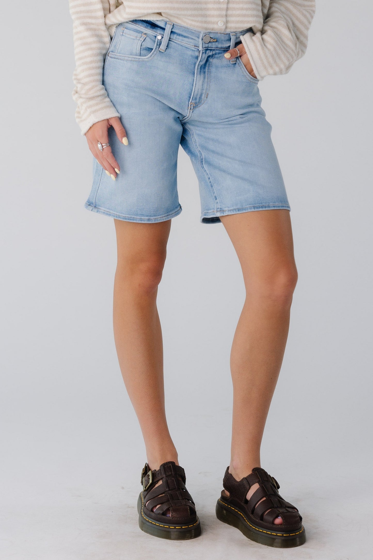 Longer soft denim shorts 