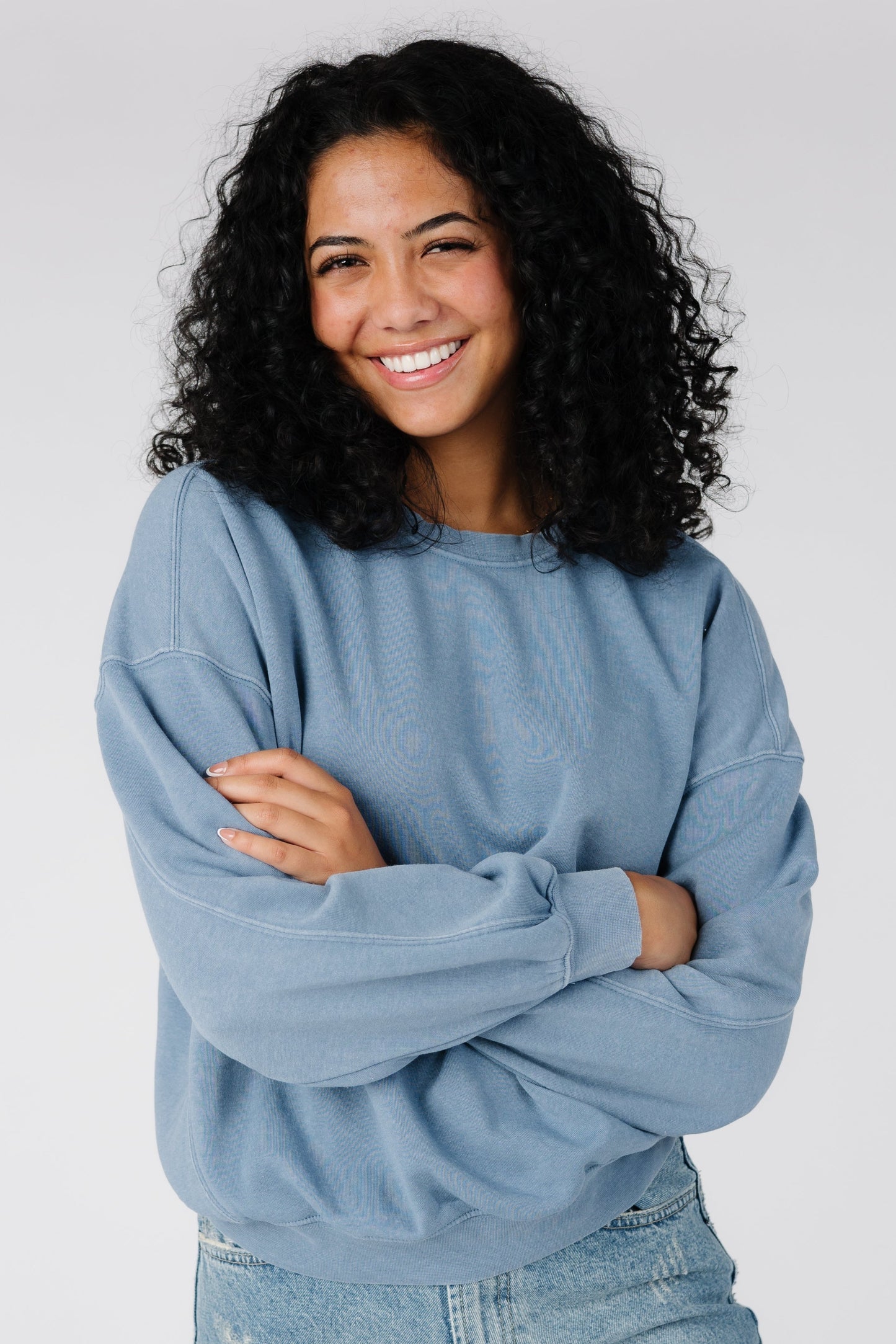 Long sleeve soft sweatshirt in blue