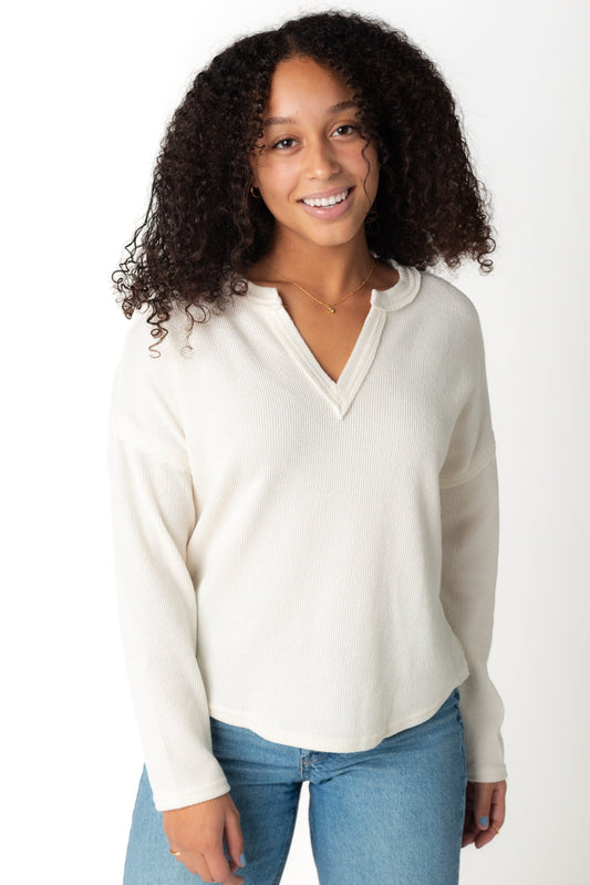 Ayla Knit long sleeve top with V-neckline