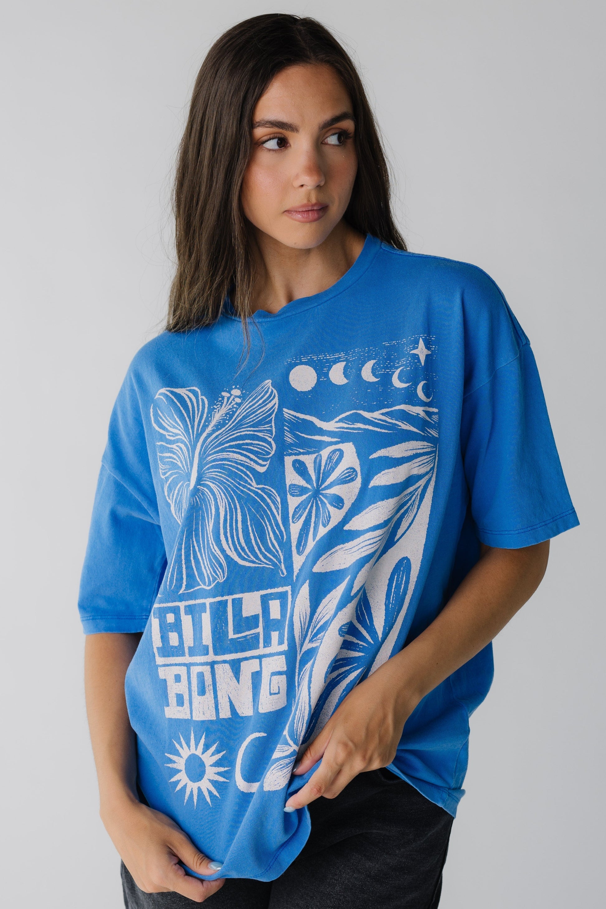 Blue Billabong graphic tee with short sleeves