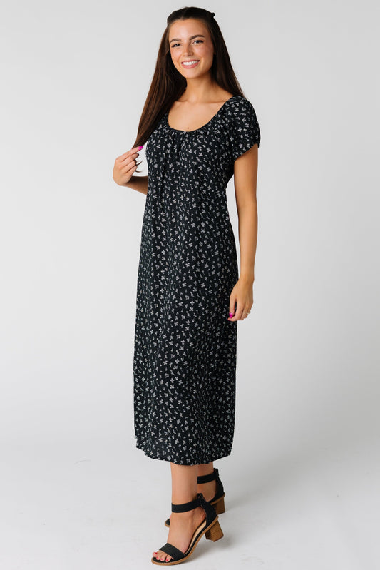 Brass and Roe modest floral midi dress