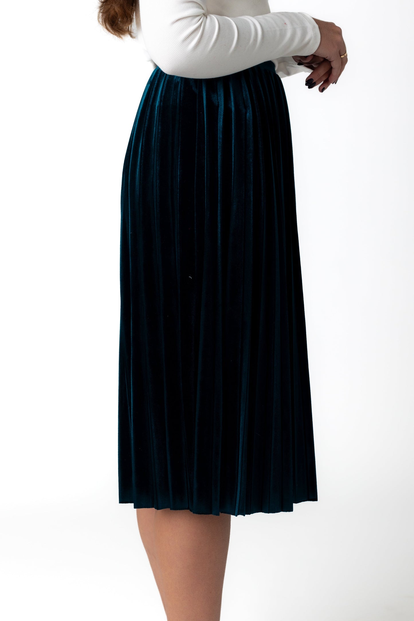 Brass & Roe Velvet Pleated Skirt WOMEN'S SKIRTS brass & roe 