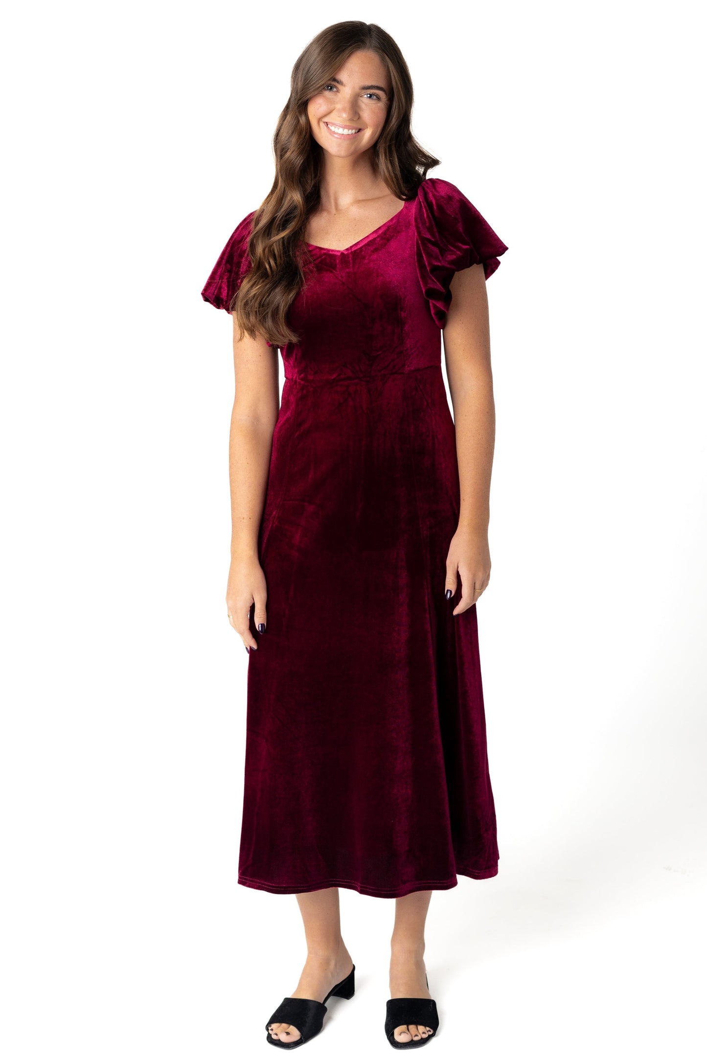 Brass & Roe Monaco Velvet Dress WOMEN'S DRESS brass & roe Burgundy XS 