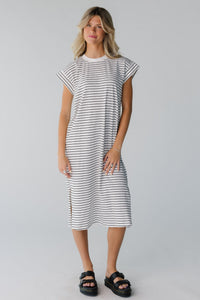 Brass & Roe Stripe Short Sleeve Dress