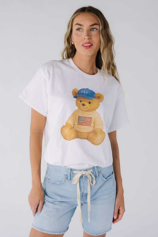 USA Bear Tee in white