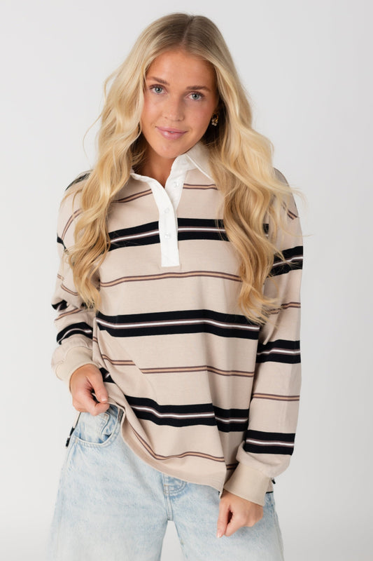 Rugby Collared Top WOMEN'S TOP BAILEY ROSE Taupe XS 