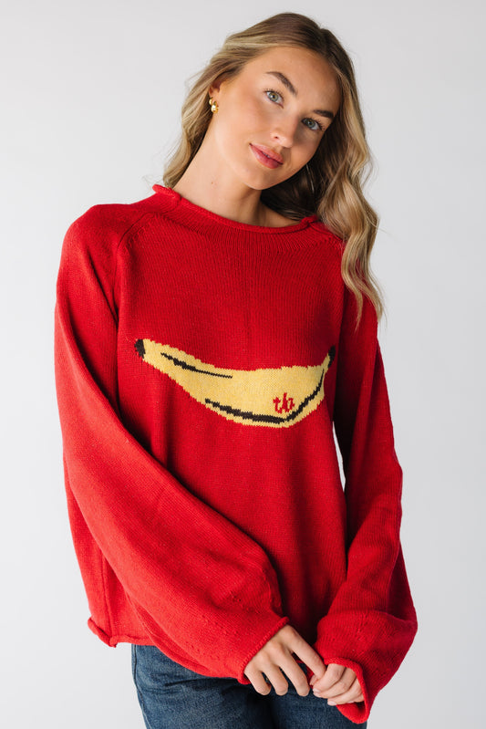 Gone Bananas Sweaterfor women in red