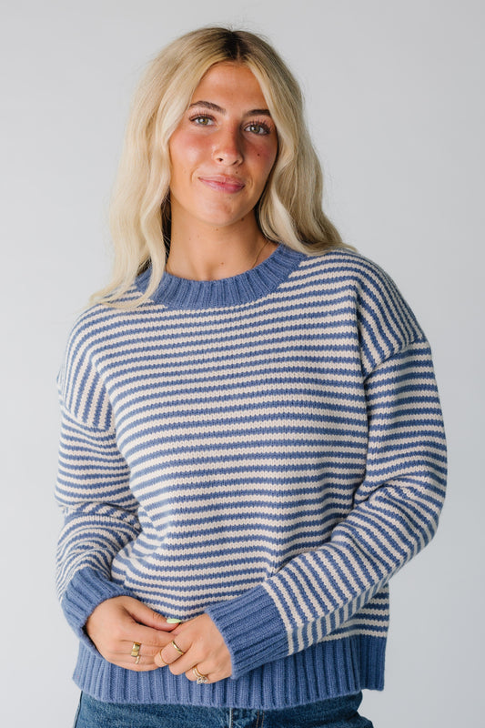 St Louis Striped Sweater for women in blue and ecru