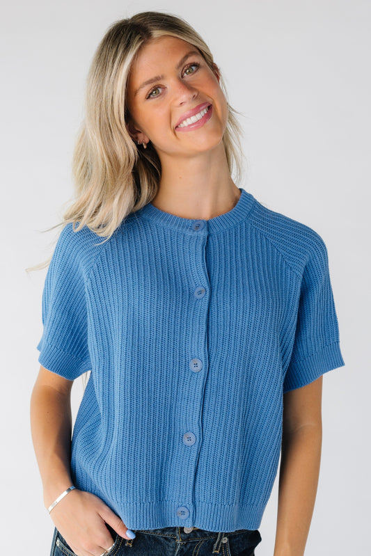 The Blake Cardigan for women in blue