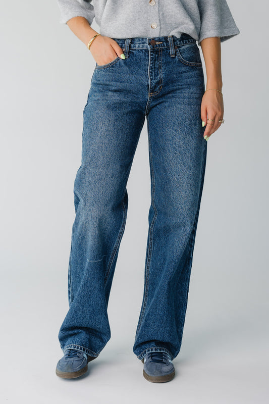 Hudson Relaxed Straight Denim Jeans for women in dark denim