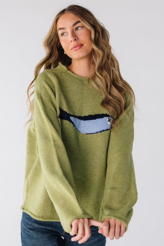 Gone Fishing Sweater WOMEN'S SWEATERS Things Between Olive/Blue S 