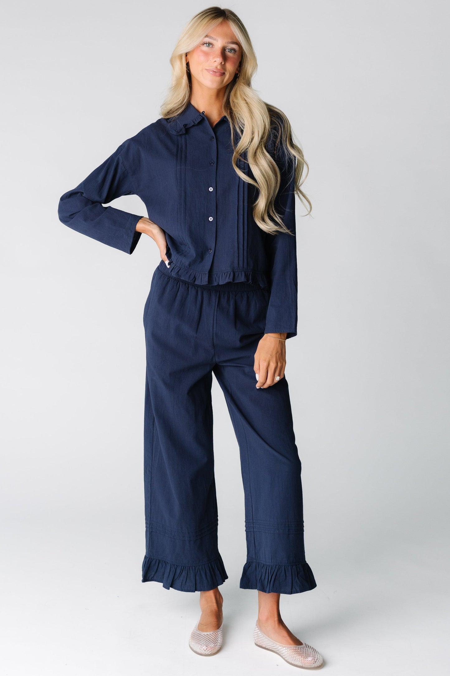 Modest women and teens wide leg pant in navy