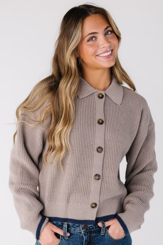 The Hanna Cardigan for women and teens in taupe