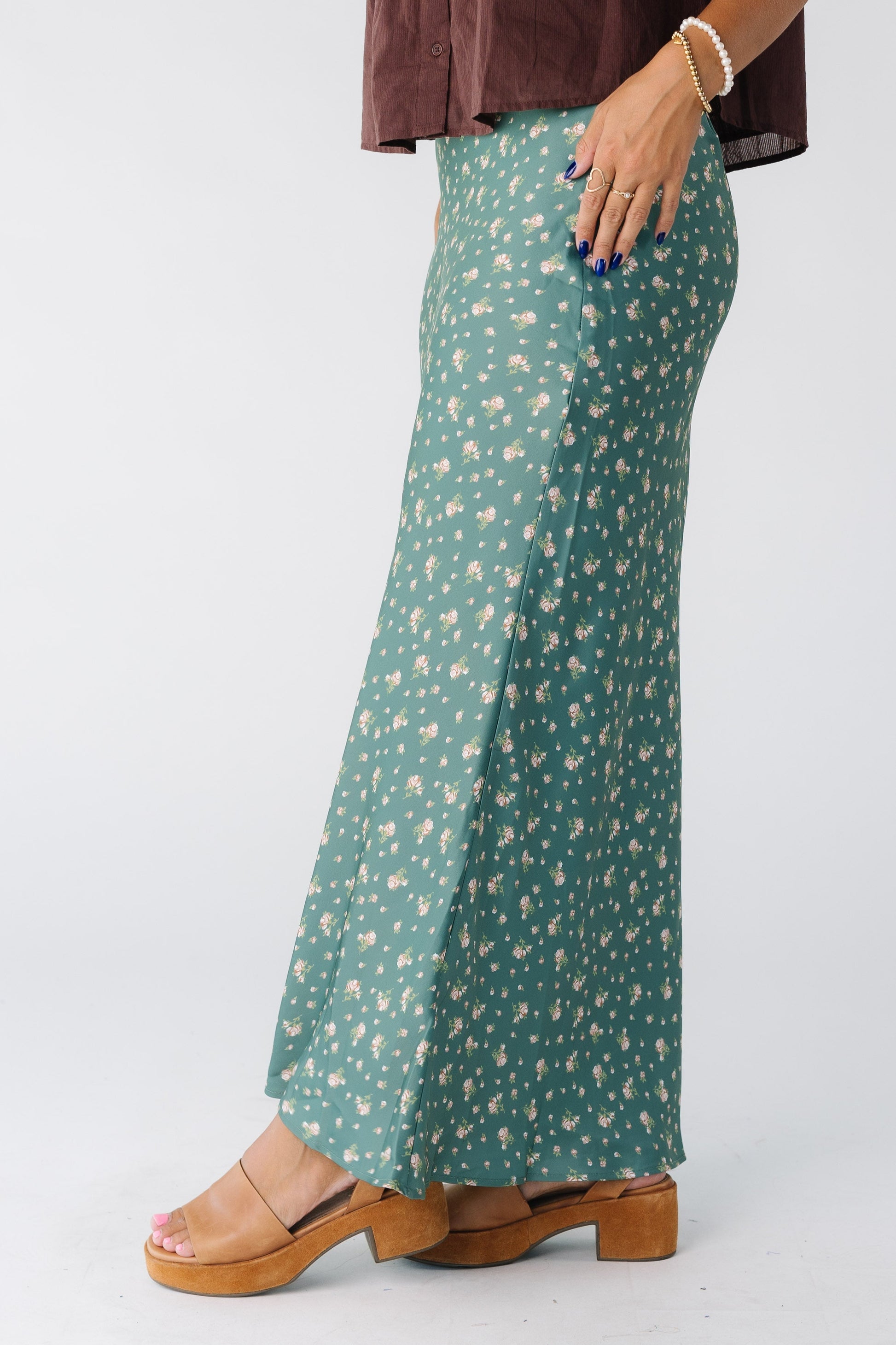 Take Me to the Party Skirt for women and teens in green floral print