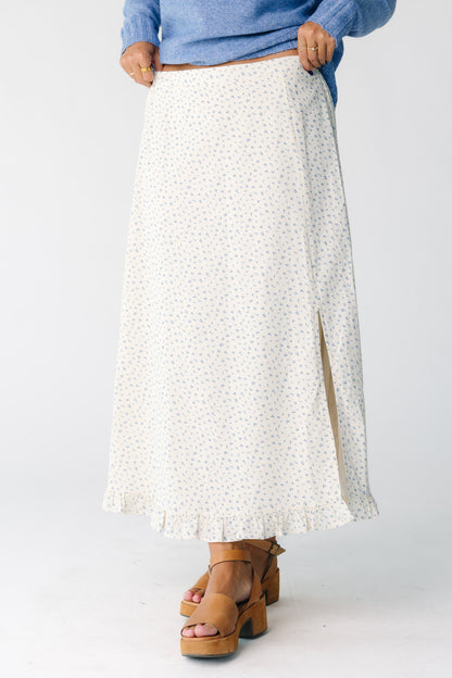 Modest women and teens midi skirt in cream floral
