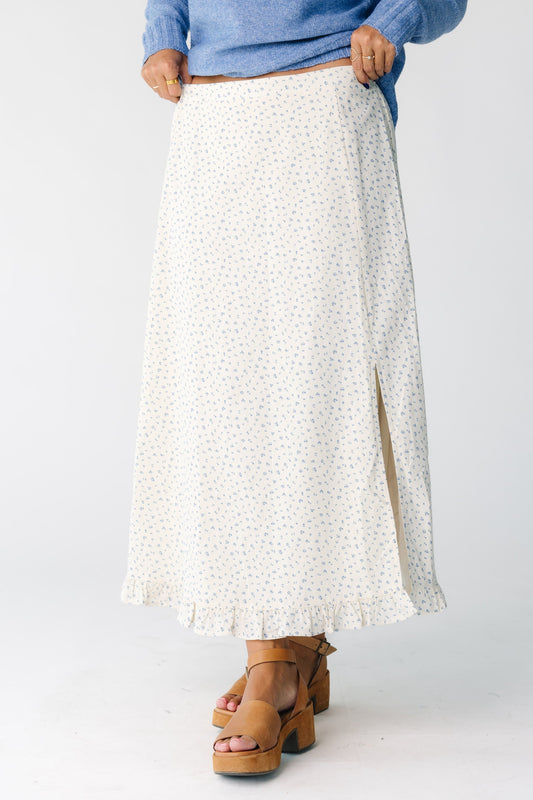 Modest women and teens midi skirt in cream floral