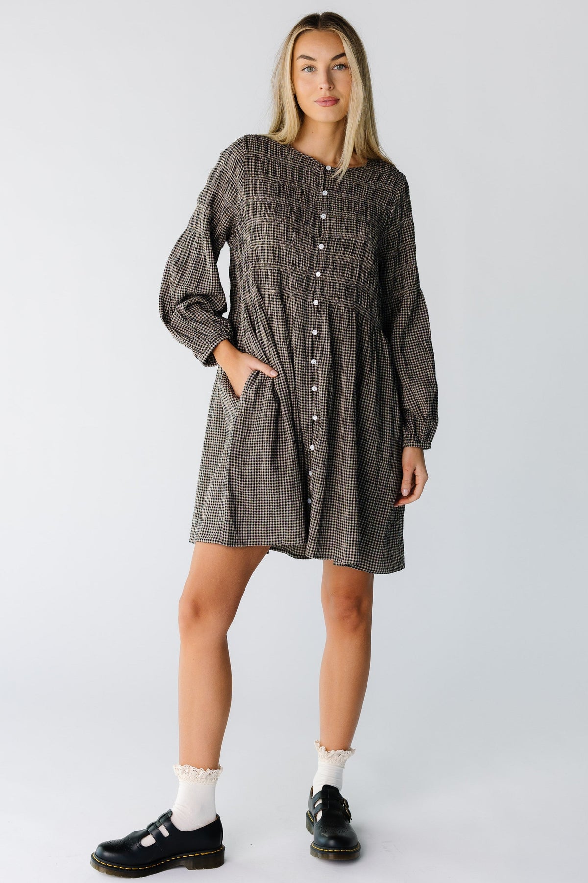 Brass & Roe Mia Smocked Knee Dress WOMEN'S DRESS Brass & Roe 