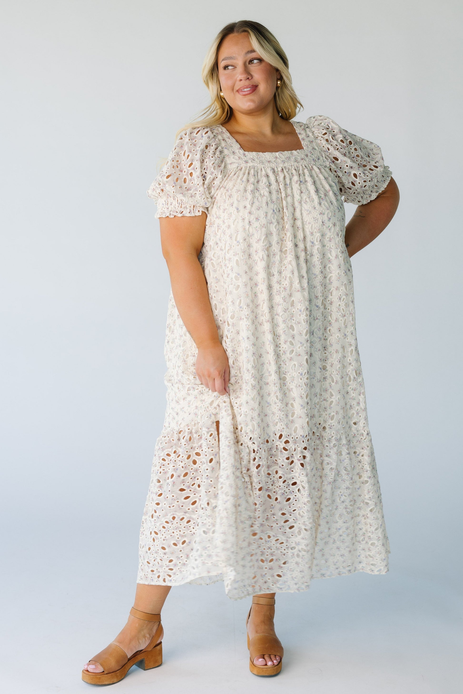 Ivory floral midi in plus size