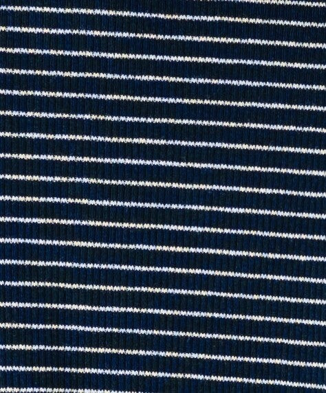 Navy pinstripe fabric swatch