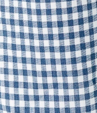 Navy and white gingham fabric swatch.