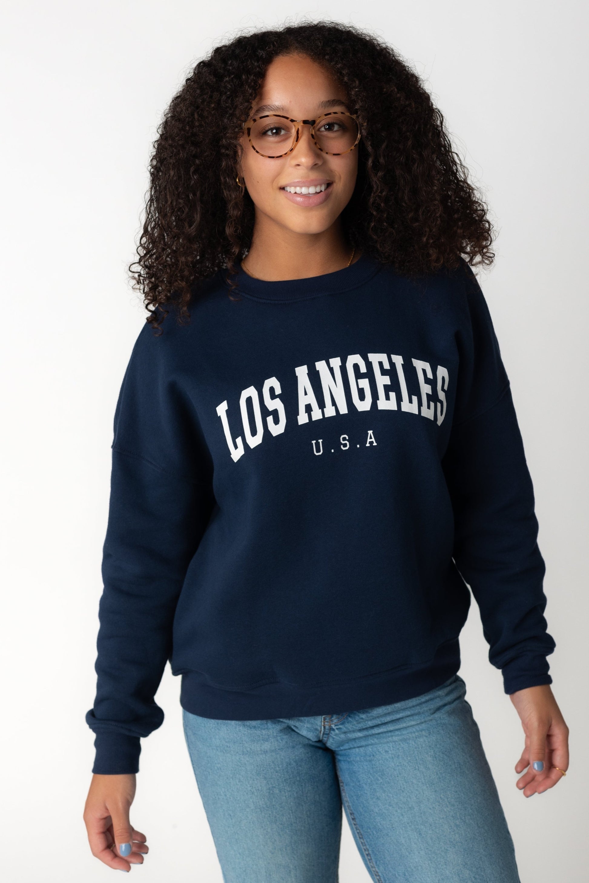 Los Angeles Crew Neck navy long sleeve sweatshirt