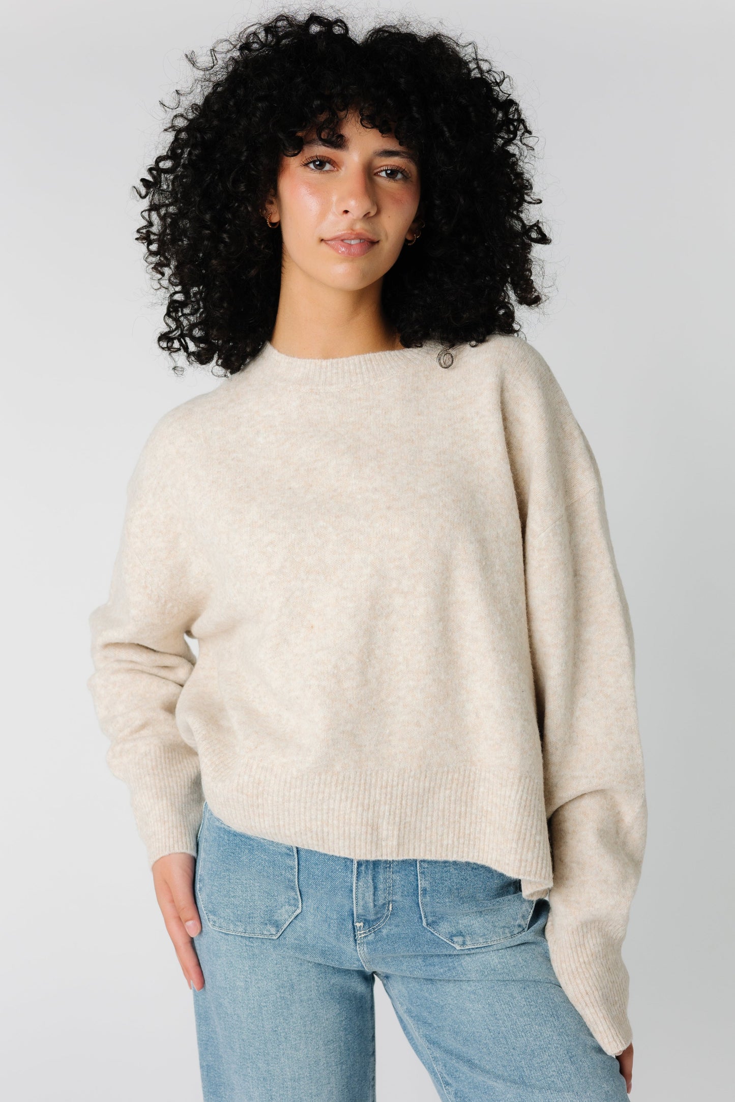 Crewneck soft sweater with long sleeves