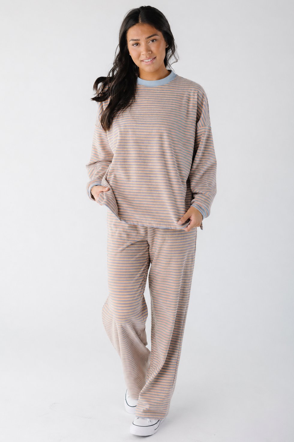 Cutie Everyday Stripe Set - Classic Knit Women's Set brass & roe Cream/Blue/Pink XS 