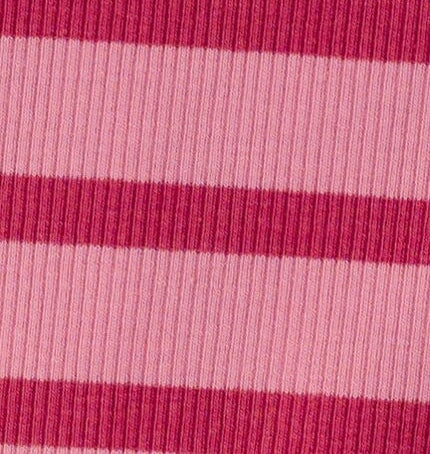 Fabric swatch in pink and mauve stripe.