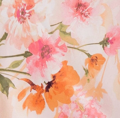 Pink floral fabric swatch