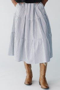Jacie Plaid Tiered Midi Skirt