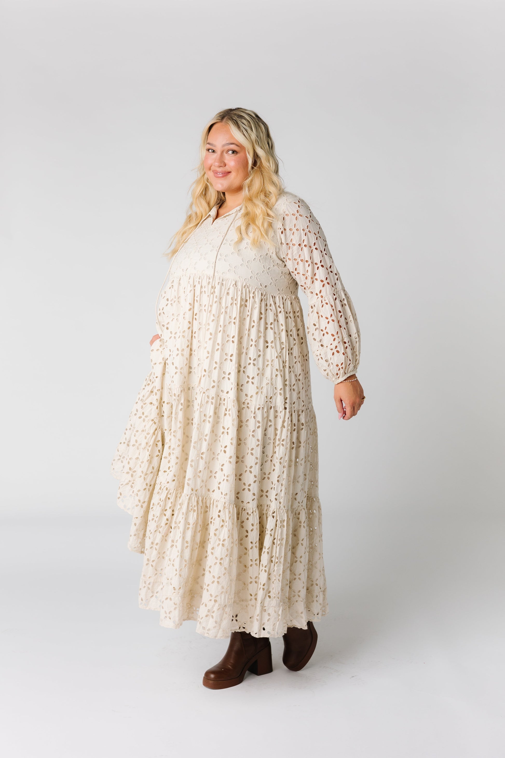 Plus size all eyelet dress