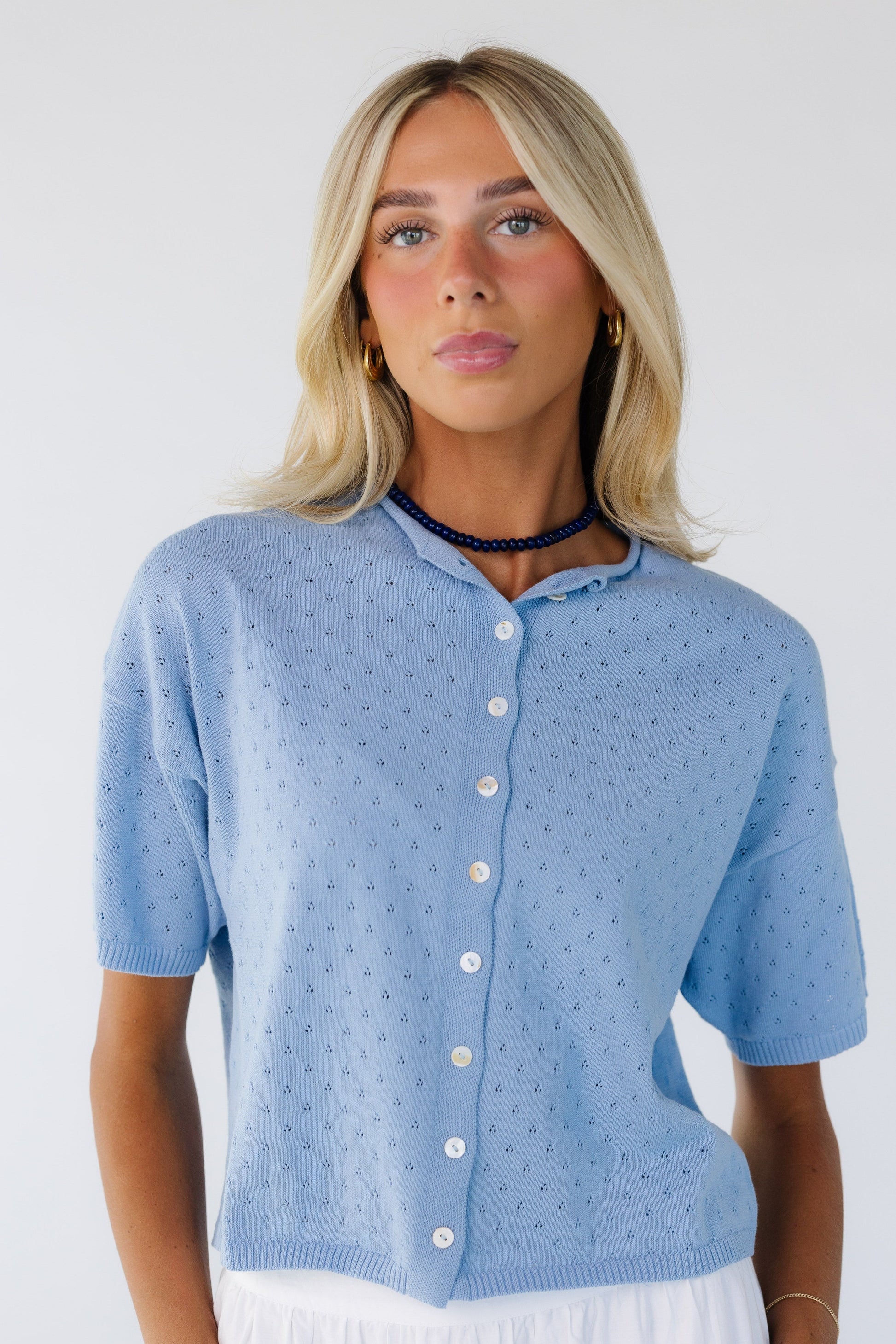 Pointelle Piper Cardigan WOMEN'S CARDIGAN Things Between Light Blue S 