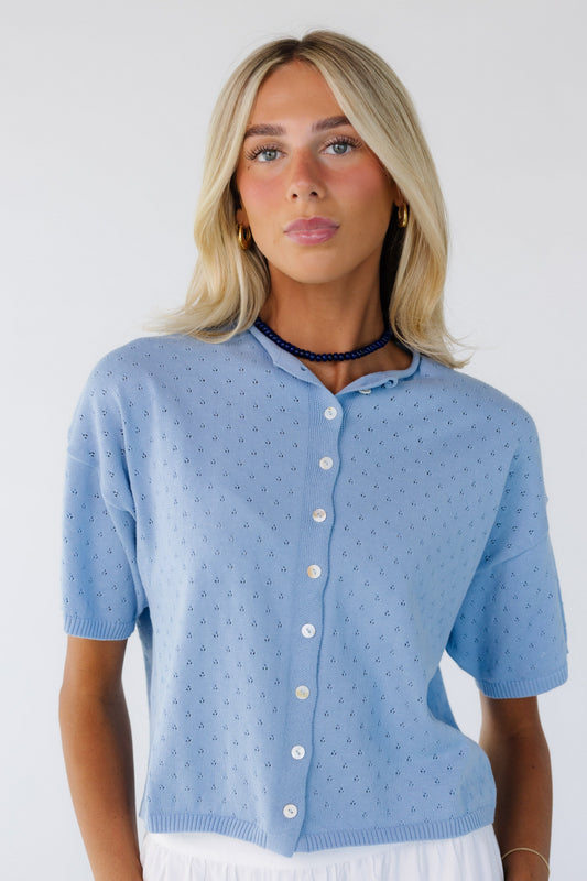 Pointelle Piper Cardigan WOMEN'S CARDIGAN Things Between Light Blue S 