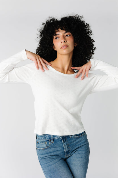 Pointelle Long Sleeve Top WOMEN'S TOP Things Between 