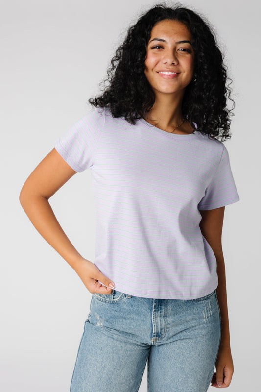 Brass and Roe purple stripe tee