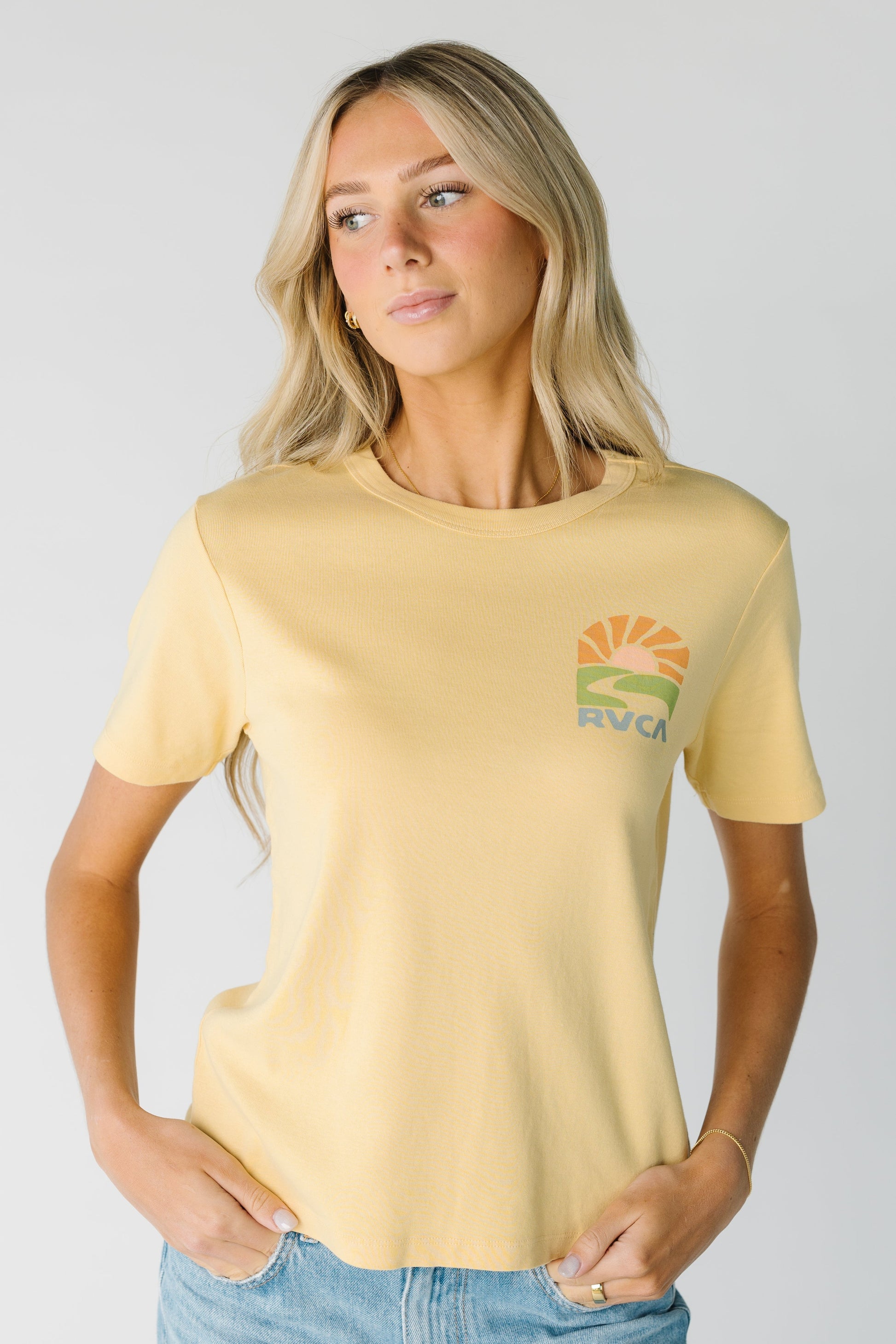 RVCA Daily Tee yellow classic fit short sleeve tee