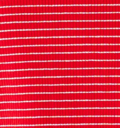 Red pinstripe fabric swatch