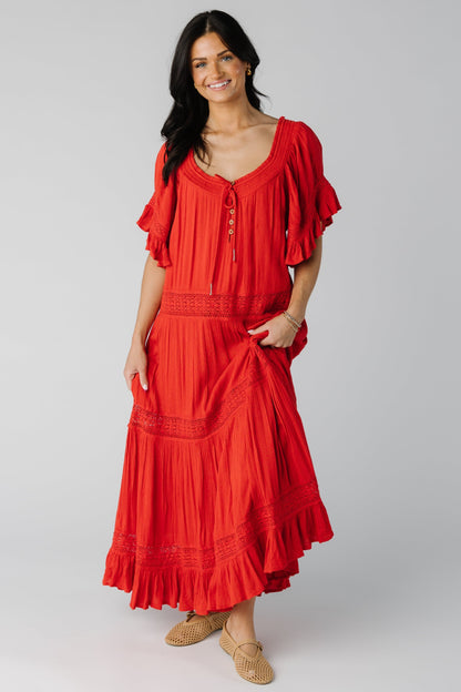 Citrus Brode Lace Dress WOMEN'S DRESS Citrus Red XS 