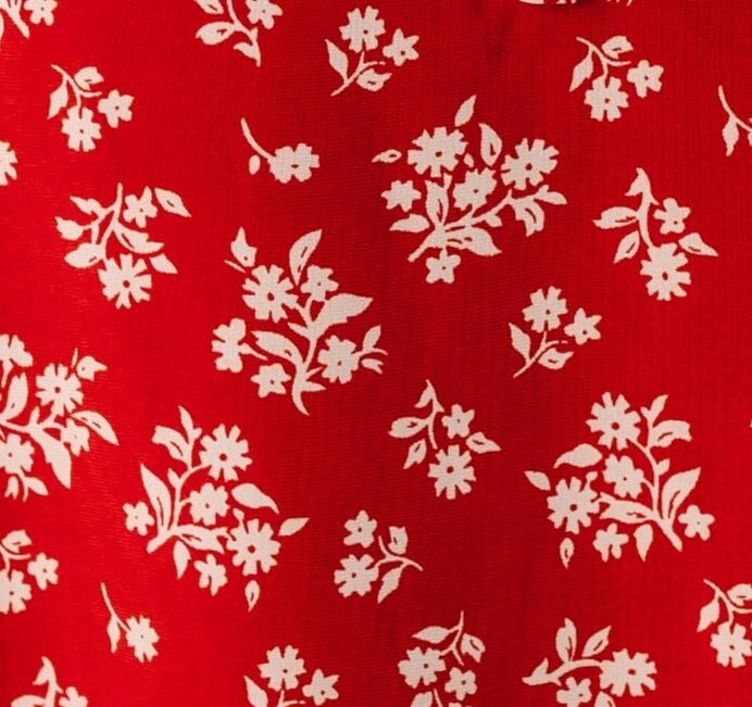 Red and white floral print swatch