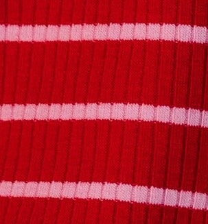 Red and pink stripe fabric swatch.