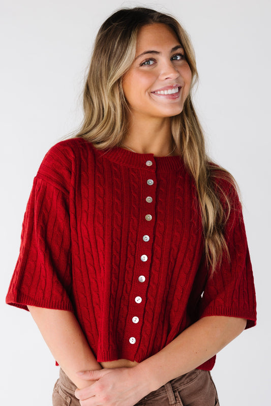 The Paula Cardigan for women and teens in red