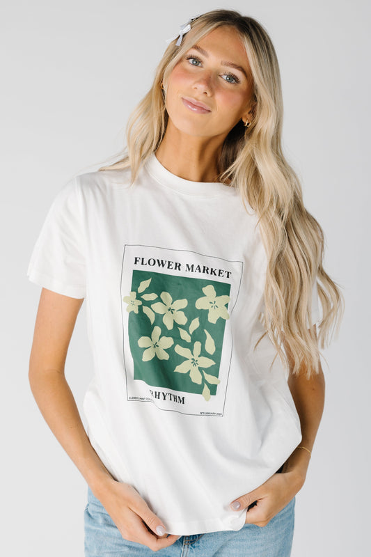 Rhythm Flower Market Boyfriend Tee in white C0524W-PT01
