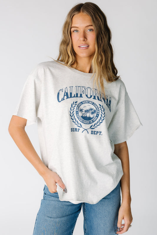 Rip Curl Surf Dept Heritage Tee in light grey for women and teens